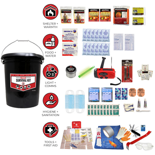 Guardian Survival Bucket Kit for 2 People – 72-Hour Emergency System