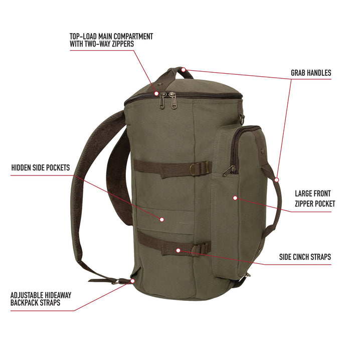 Rothco Convertible Canvas Duffle / Backpack (19-Inch, 30L)