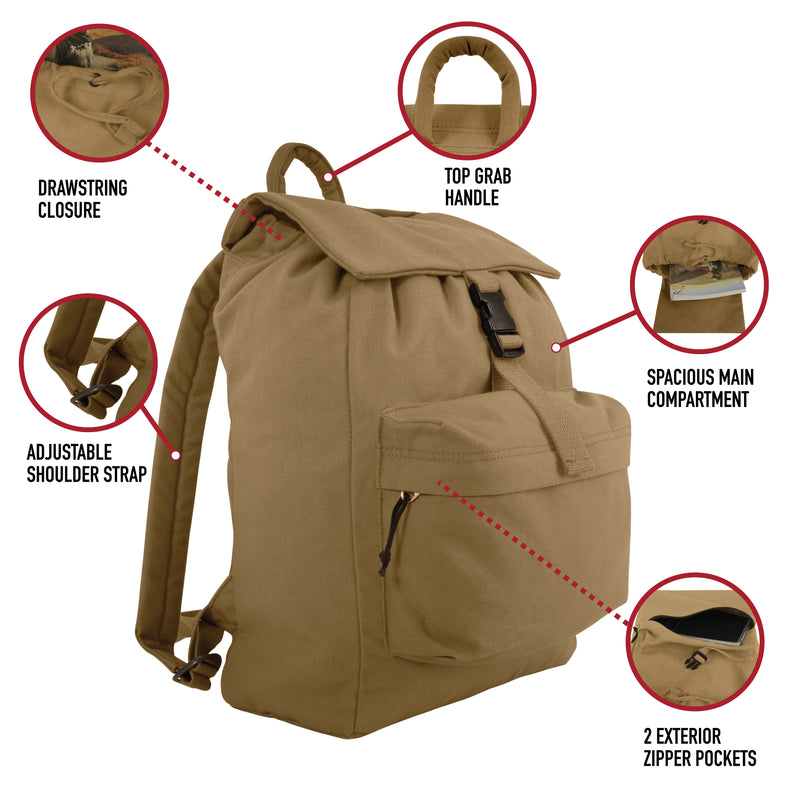 Rothco Canvas Daypack | Durable 34L Backpack for Daily Use & Hiking