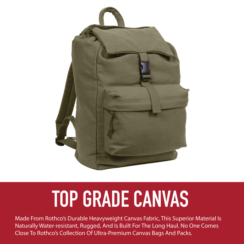 Rothco Canvas Daypack | Durable 34L Backpack for Daily Use & Hiking