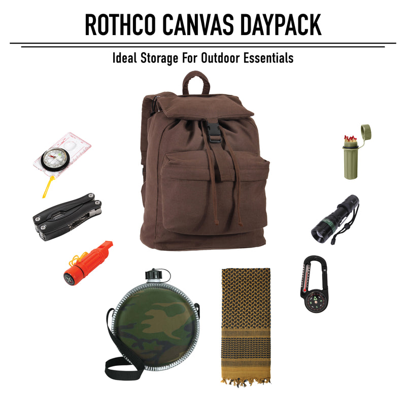Rothco Canvas Daypack | Durable 34L Backpack for Daily Use & Hiking