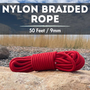 9mm x 50' Nylon Braided Utility Rope – Multi-Purpose Camping Cord