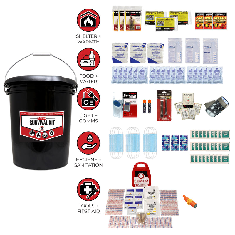 Guardian 3 Person Necessity Survival Kit – Basic 72-Hour Emergency Pack