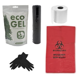 Emergency Toilet Sanitation Pack – Eco Gel, Liners, Gloves & Biohazard Bag