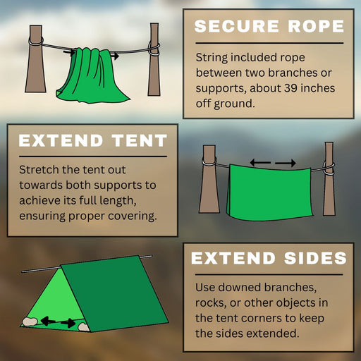 2-Person Emergency Tube Tent – Lightweight Forest Green Shelter