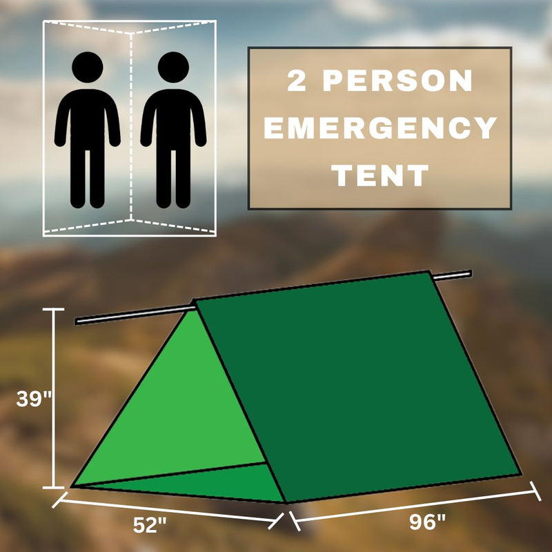 2-Person Emergency Tube Tent – Lightweight Forest Green Shelter