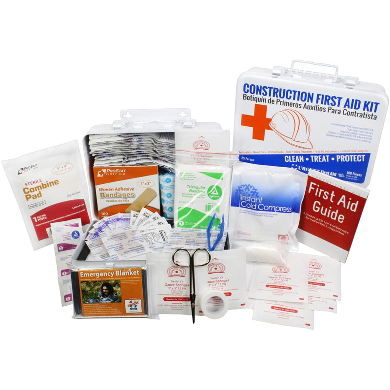 Bilingual OSHA Contractors First Aid Kit – 25 Person Construction Job Site