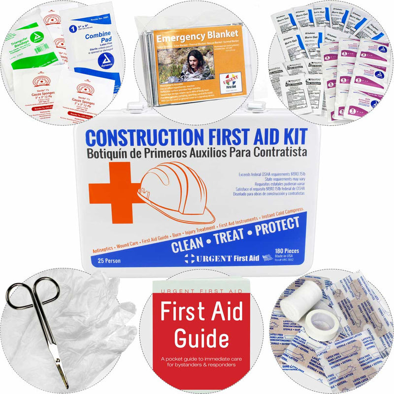Bilingual OSHA Contractors First Aid Kit – 25 Person Construction Job Site