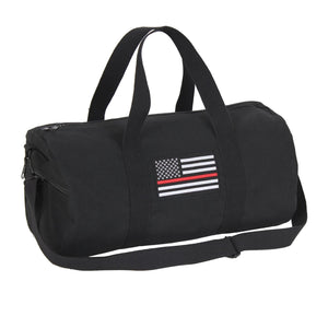 Rothco Thin Red Line Canvas Shoulder Duffle Bag – 19” Gym & Travel Bag
