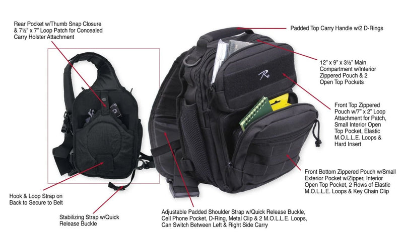 Rothco Compact Tactisling Shoulder Bag | Ambidextrous CCW Pack