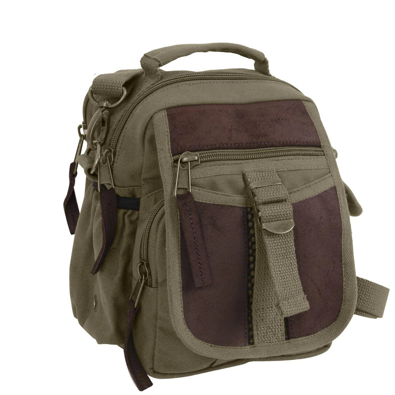Rothco Vintage Canvas & Leather Travel Shoulder Bag – Compact Crossbody