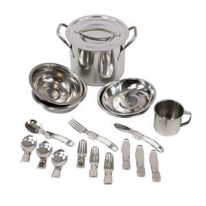 4 Person Stainless Steel Cooking Set – Compact Nesting Camping Mess Kit