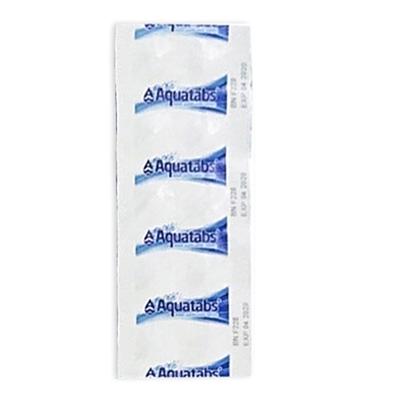 Four 4L Water Pouches with 20 Aquatabs (2 strips of 10) - Emergency Zone