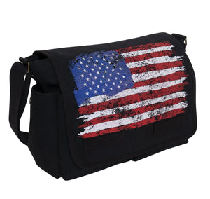 Rothco Distressed U.S. Flag Canvas Messenger Bag – Vintage Patriot Satchel