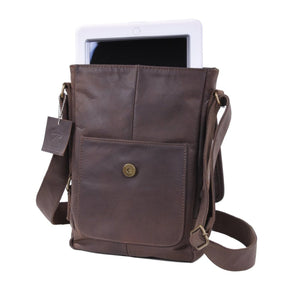 Rothco Brown Leather Military Tech Bag – Padded Tablet Shoulder Pack