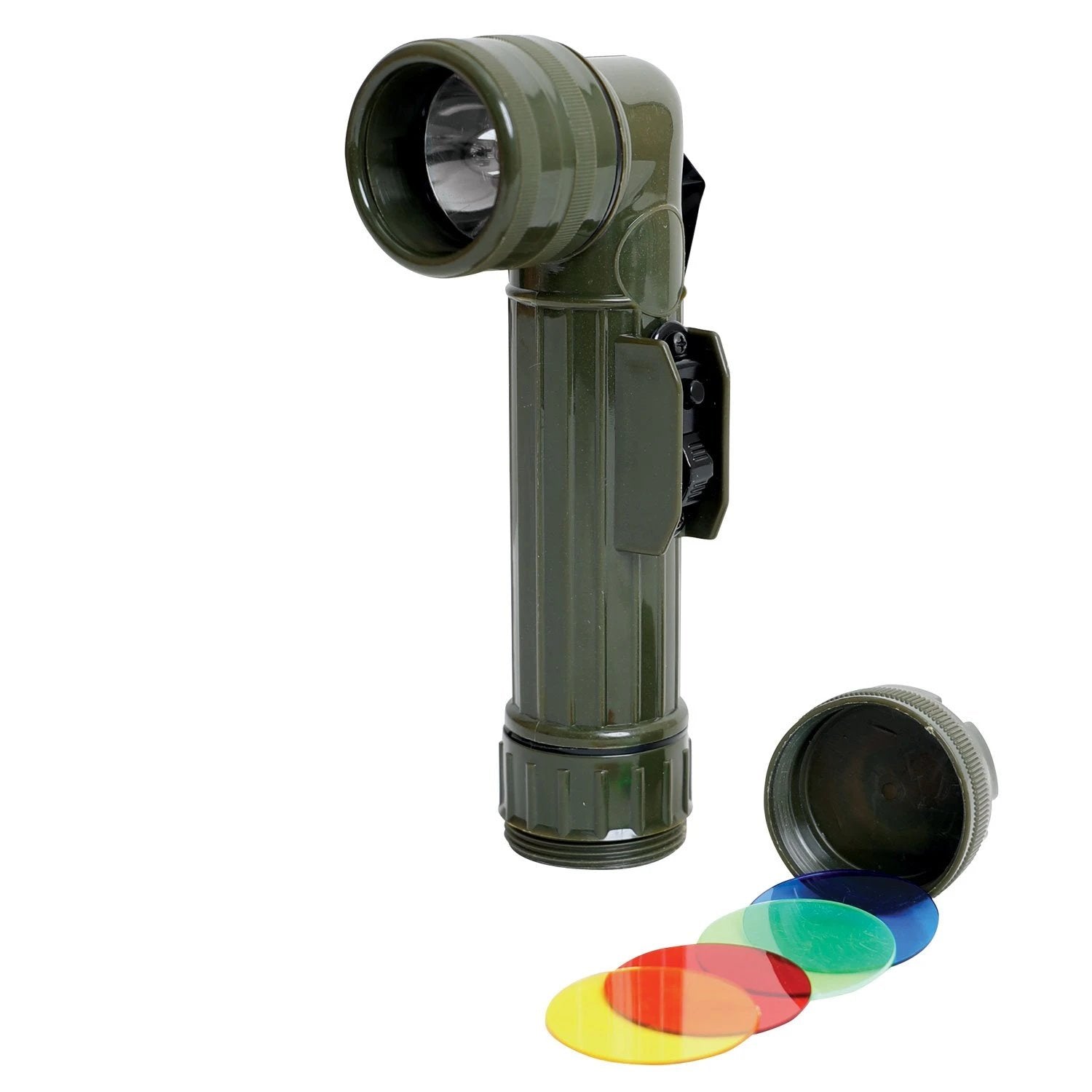 Rothco G.I. Type D-Cell Anglehead Flashlight – 4 Lens Filter Kit