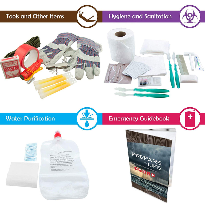4 Person Family Prep Survival Kit Go-Bag 72 Hour - Emergency Zone