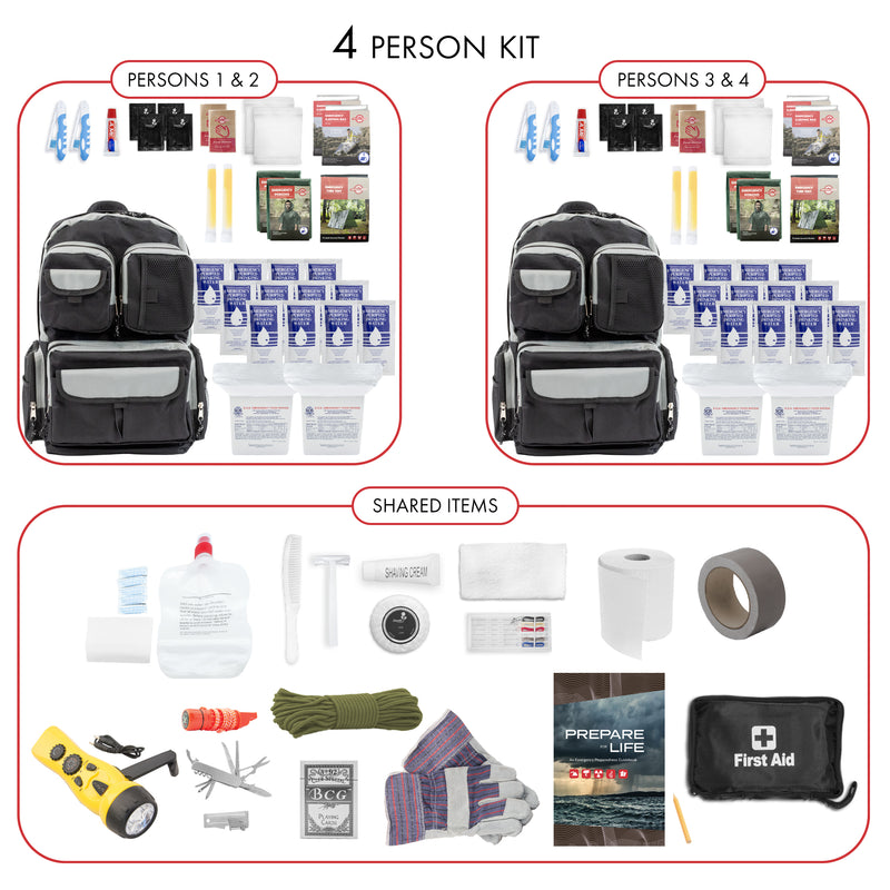 Emergency Zone Urban Survival Bug Out Bag (4-Person, 72-Hour)