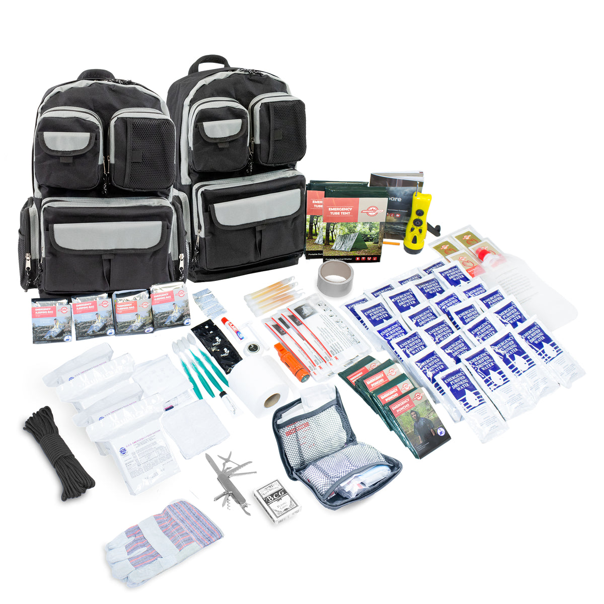 UrbanPrepp Complete 72 Hour Survival Kit - 2 Person Survival Kits, Deluxe  Bug Out Bag, Emergency Bugout Backpack for Floods, Blackout, Disaster