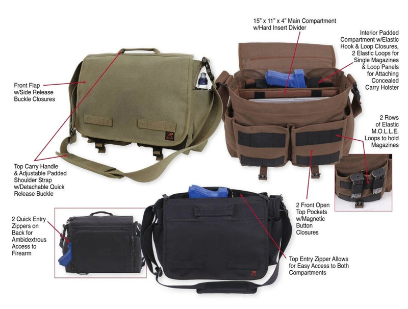 Rothco Concealed Carry Messenger Bag | Heavyweight Canvas CCW