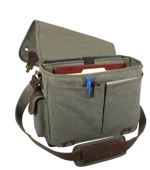 Rothco Canvas Trailblazer Laptop Bag – Vintage Leather Accent Messenger