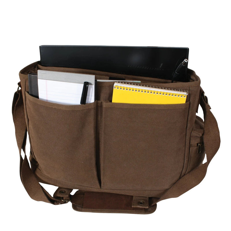 Rothco Vintage Canvas Pathfinder Laptop Bag with Leather Accents