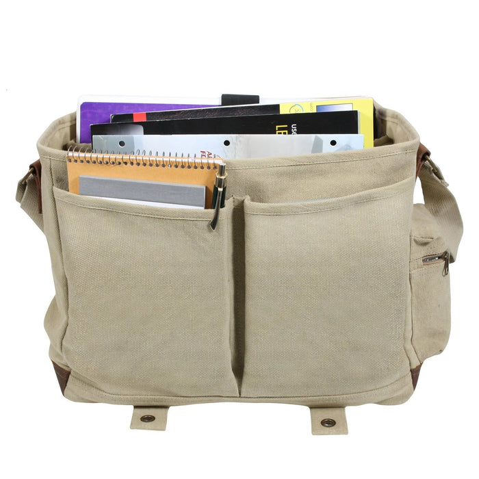 Rothco Vintage Canvas Pathfinder Laptop Bag with Leather Accents