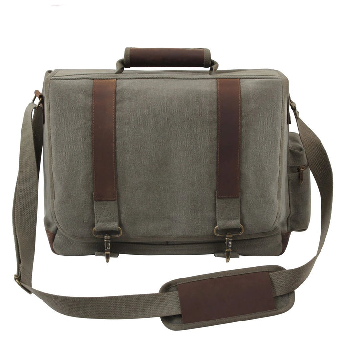 Rothco Vintage Canvas Pathfinder Laptop Bag With Leather Accents | Luminary Global