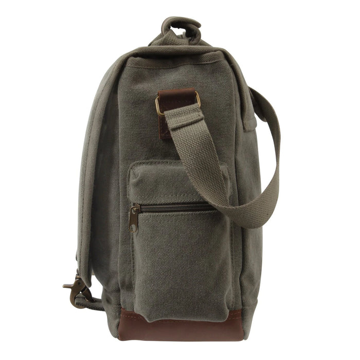 Rothco Vintage Canvas Pathfinder Laptop Bag with Leather Accents