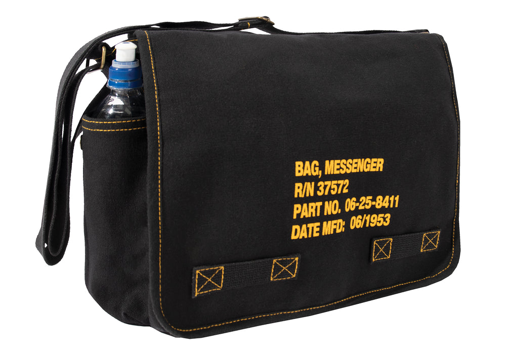 Military Canvas Messenger Bag With Badge